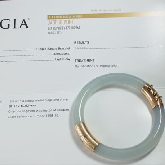 LAST DROP❤️❤️Vintage authentic 1940’s Jade & 14 Karat Gold Hinged Chinese Bangle - Picture 13 of 15